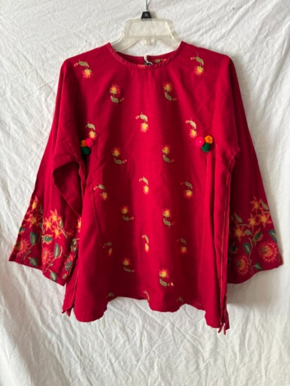 New W. Tags NWT GENERATION Cotton Floral Embroidered A Line Tunic Top Large L 14